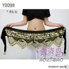 Belly Dance Hip Scarf Belt black velvet 320 Gold coins 