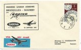 FIRST--INAUGURAL FLIGHT COVER AIR MAIL SABENA SPAIN 