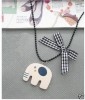 Cute Scotland Style Wooden Elephant Necklace Pendants  