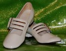 Vintage Mod 60's 70's Twiggy Cream Leather Buckle Shoes 