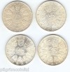 LOT OF 4 AUSTRIAN 25 SHILLING SILVER COINS UNC/PR 