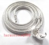 3pcs 925 stamped Snake  necklace FIT EUROPEAN bead 55cm 