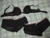 Ladies Black polka dot bra and french knickers set 34A 