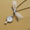 09New Retro Style Necklaces Bowknot Mirror Pendants G7  