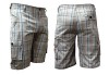 NEW MENS BEIGE CHECK COTTON CARGO SHORTS - SMALL 