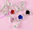 5 Pcs Sliver Plate Mix Crystal Heart Bead Fit Bracelet 