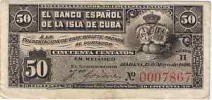 50 CENTAVOS BANCO DE ESPAÑA EN CUBA