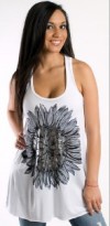 Celebs in Lauren Moshi Diamond Sunflower Tank Top Wht M 