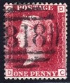 1858  (SG-43)  1d red Pl 100  D - C   818  TUNBRIDGE 