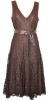 SZ 10 NEW LOOK LACE COCKTAIL DRESS SATIN SASH CHOCOLATE 