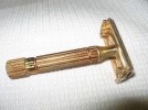 Vintage GILLETTE Safety Razor GOLD PLATED W 2 fat body 