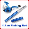 NEW 1.4M Mini Blue Pen Fishing Rod + Blue Reel + Line 