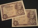 Pareja Billetes 1 PESETA 1948 Dama de Elche - plancha - 