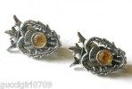 Vintage Silvertone Luckenbooth & Thistle Earrings  