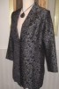 BLACK LONGLINE BROCADE/EMBOSSED EVENING JACKET~SIZE 16 