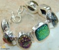 DICHROIC GLASS &  DRUZY  & 925 SILVER bracelet ; 30 