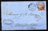 Sg105 QV 6d lilac pl.6 COVER Manchester Barcelona 1867 