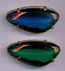 VINTAGE SPHINX GOLDTONE FACETED STONE PINS BLUE & GREEN 