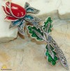 RARE FLOWER CARNELIAN & 925  SILVER  brooch;   46 