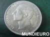 $MUNDIEURO$ ALFONSO XII 5 PTAS PLATA 1885*18*87 OCASIÓN