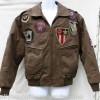 AVIATOR BOMBER LEATHER JACKET MILITARY Patches Mens L 