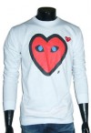 MENS CDG PLAY HEART  T-SHIRT WHITE SIZE XL (U.S) L 