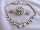 Vintage Diamante Necklace Earrings Brooch 