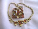 Vintage AB Rhinestone Necklace Brooch 