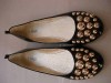 NEW BLACK PATENT & GOLD STUDDED ALIAS FLAT PUMP SHOE 5 