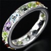 ALLURING SAPPHIRE TOPAZ AMETHYST GARNET 925 SILVER RING 