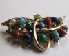 VINTAGE MIXED AGATES CELTIC BROOCH - SIGNED EXQUISITE 