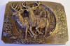 Bergamont Brass Buckle 2 BUCK DEER in Forest Scene 