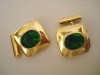 EXTRAVAGANT PAIR AMAZING UNIQUE EMERALD CUFFLINKS 