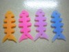 4x Silicone Rubber Fish Bone Earphone Cord Cable Winder 