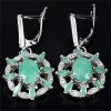 LOFTY NATURAL GREEN EMERALD SAPPHIRE 925 SILVER EARRING 