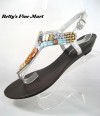 NEW SILVER WITH GEMS WEDGE SLINGBACK SANDAL SHOES 10 