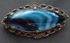 Vintage Miracle large blue stone eliptical  brooch 