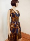 Sexy Vtg Barkcloth sundress 60's 70's tiki print 