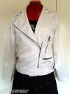 White Biker Style Jacket With Zips & Buckles Size 12 