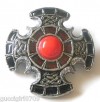 Vintage Silvertone & Enamel Celtic Brooch By Miracle 