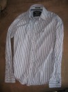 AMERICAN EAGLE GRAY STRIPE LS SHIRT - EXCELLENT - XS 