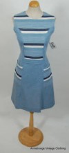 VINTAGE 60s SCOOTER GIRL TWEE MOD POP NAUTICAL DRESS 12 