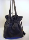 TOPSHOP Black Leather Side Tassel Tote / Shopper Bag 