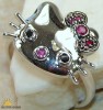 HELLO KITTY PINK TOPAZ & SILVER ring JEWELRYs.7 1/4;262 