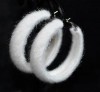 white flannel round wide hoop free ship Earrings TT001 