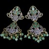 VINTAGE STYLE TOP GREEN EMERALD-CZ 925 SILVER EARRINGS 