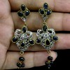 VINTAGE STYLE! BLUE SAPPHIRE-CZ 925 SILVER EARRINGS NR! 