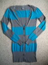 DELIAS FOREVER 21 teal and gray striped cardigan XS 