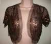 New Ladies Brown Sequenced Mini Cardi 'Jacket' - Size12 