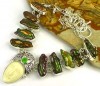 Goddess Face, Biwa Pearl, Peridot Necklace & 925 Silver 